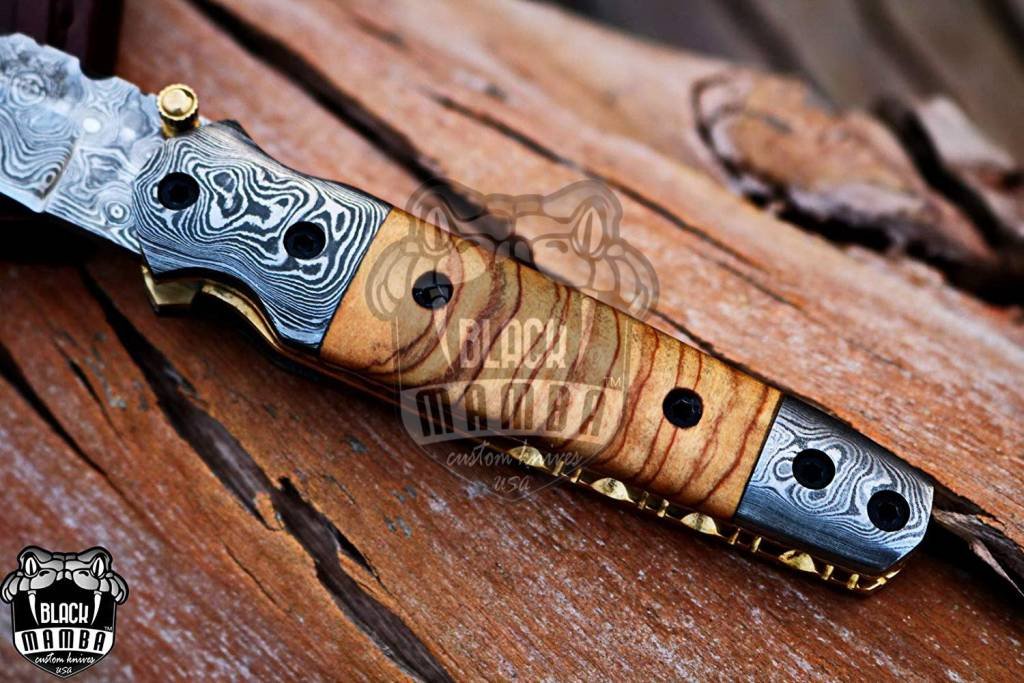 BMK- 416 Dugite 7.2″ Long 3.2″Blade” 5oz Damascus Pocket Knife Handmade Damascus Pocket Folding Knife Black Mamba Hand Made World Class Knives - Image 6