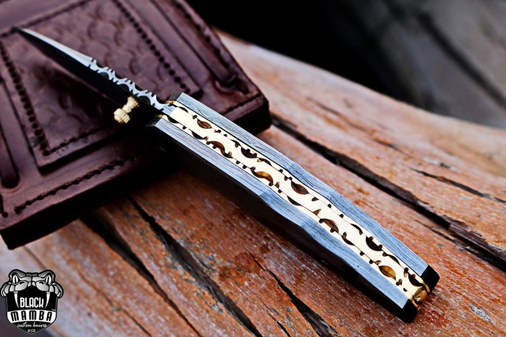 BLACK MAMBA KNIVES BMK-411 Hippopotamus 6.5″ Long 3″Blade” 5oz Damascus Pocket Clip Knives Handmade Damascus Pocket Folding Knife Black Mamba Hand Made Word Class Knives - Image 7