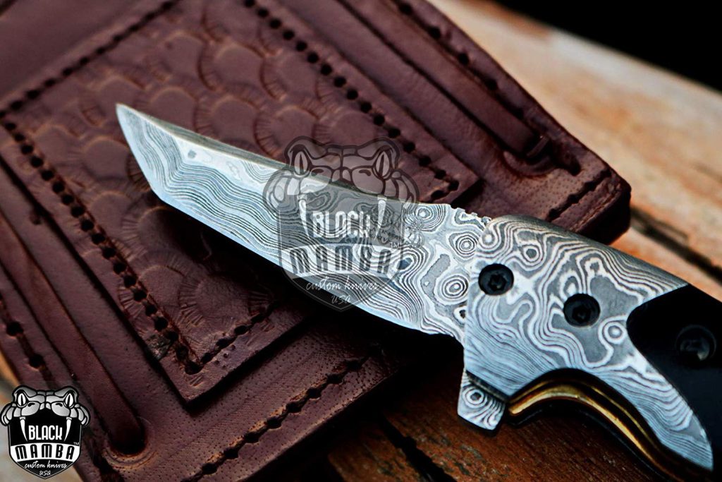 BMK-409 Dart Fog 6″ Long 2.5″Blade” 4.5oz Damascus Pocket Knife Handmade Damascus Pocket Folding Knife Black Mamba Hand Made World Class Knives USA Made - Image 3