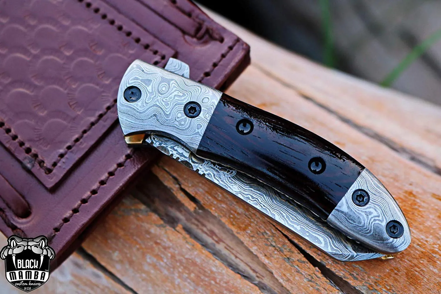 Crocodile - Damascus Folding Pocket Knife, 6.25″ Overall - view 14
