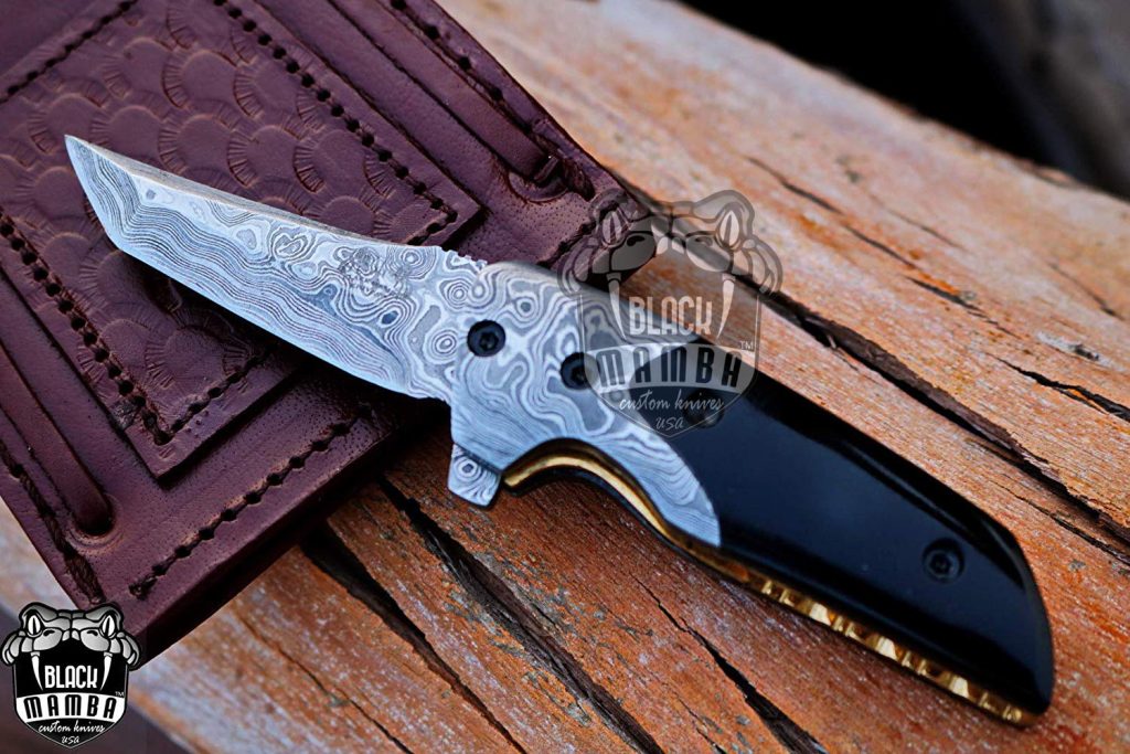 BMK-409 Dart Fog 6″ Long 2.5″Blade” 4.5oz Damascus Pocket Knife Handmade Damascus Pocket Folding Knife Black Mamba Hand Made World Class Knives USA Made - Image 2