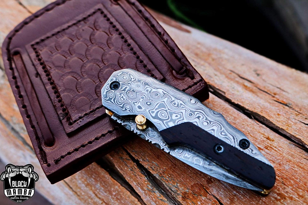 BLACK MAMBA KNIVES BMK-411 Hippopotamus 6.5″ Long 3″Blade” 5oz Damascus Pocket Clip Knives Handmade Damascus Pocket Folding Knife Black Mamba Hand Made Word Class Knives - Image 11