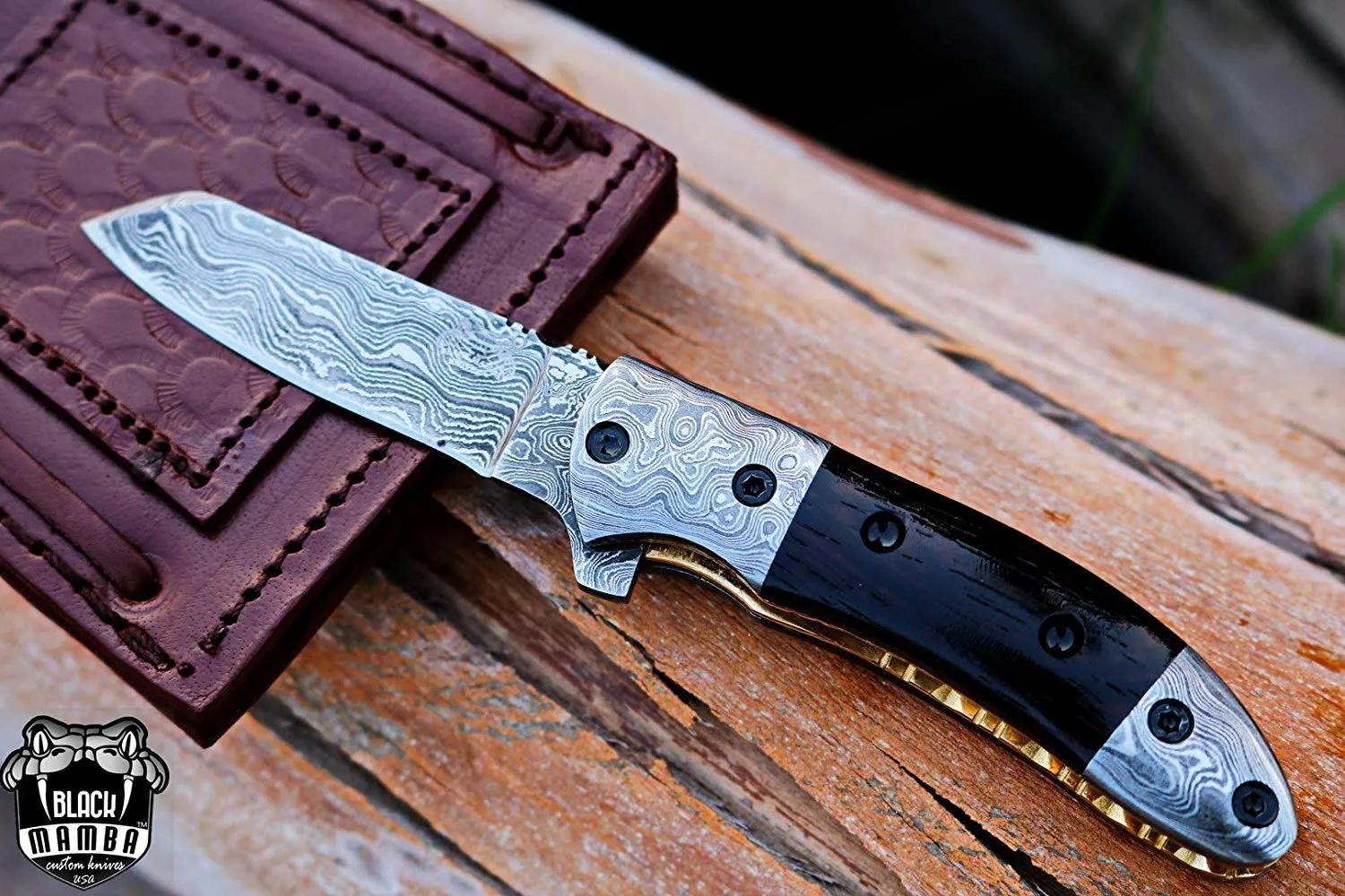 Crocodile - Damascus Folding Pocket Knife, 6.25″ Overall - view 12