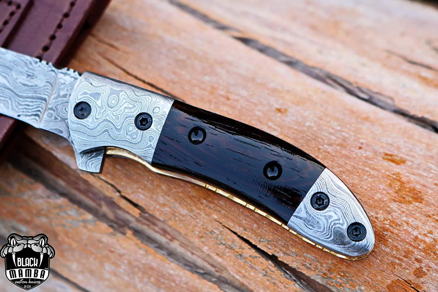 Crocodile - Damascus Folding Pocket Knife, 6.25″ Overall - view 10