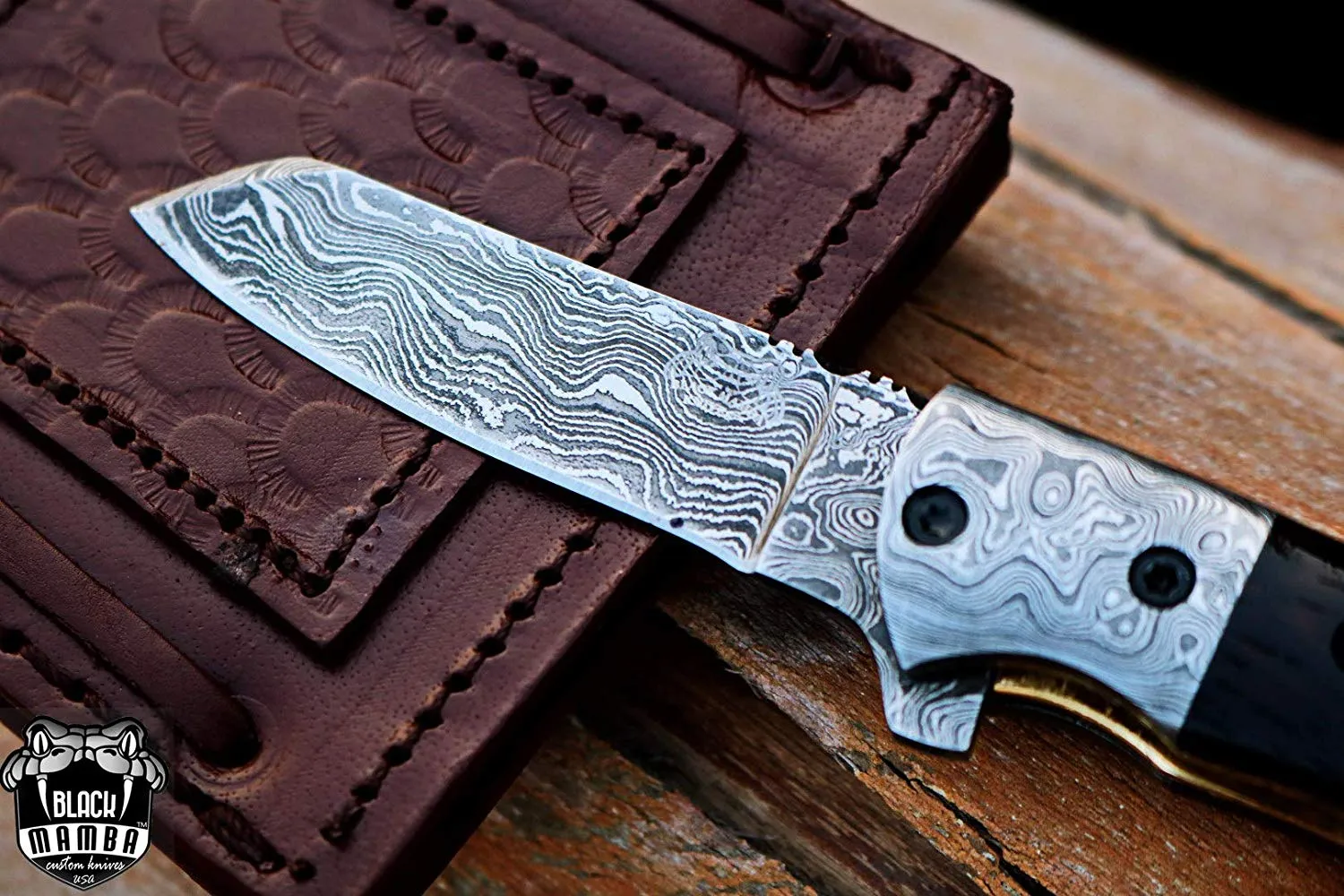 Crocodile - Damascus Folding Pocket Knife, 6.25″ Overall - view 11