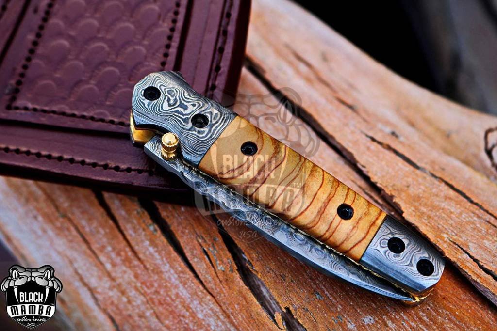 BMK- 416 Dugite 7.2″ Long 3.2″Blade” 5oz Damascus Pocket Knife Handmade Damascus Pocket Folding Knife Black Mamba Hand Made World Class Knives - Image 2