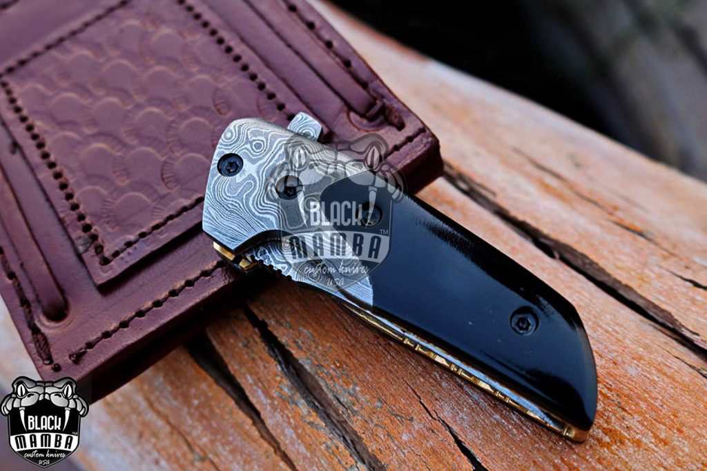 BMK-409 Dart Fog 6″ Long 2.5″Blade” 4.5oz Damascus Pocket Knife Handmade Damascus Pocket Folding Knife Black Mamba Hand Made World Class Knives USA Made - Image 4