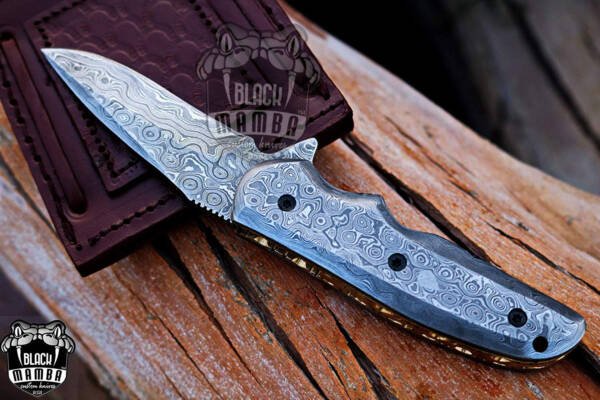 BMK-410 Komodo Dragon 7″ Long 3″Blade” 5oz Damascus Pocket Knife Handmade Damascus Pocket Folding Knife Black Mamba Hand Made Word Class Knives - Image 4