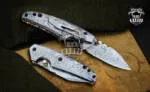 African Elephant - Damascus Folding Pocket Knife, 5.5″ Overall