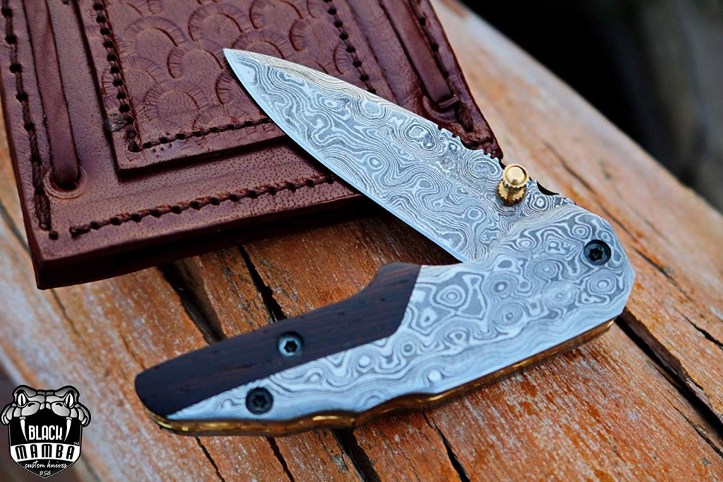 BLACK MAMBA KNIVES BMK-411 Hippopotamus 6.5″ Long 3″Blade” 5oz Damascus Pocket Clip Knives Handmade Damascus Pocket Folding Knife Black Mamba Hand Made Word Class Knives - Image 12