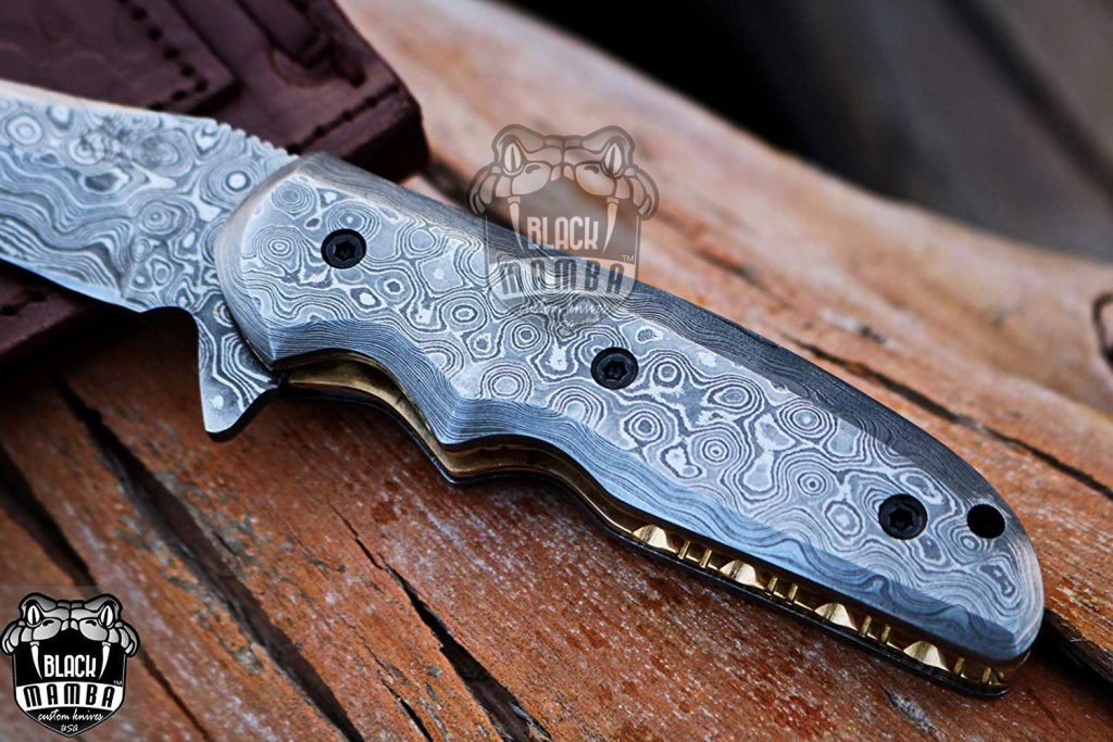 BMK-410 Komodo Dragon 7″ Long 3″Blade” 5oz Damascus Pocket Knife Handmade Damascus Pocket Folding Knife Black Mamba Hand Made Word Class Knives - Image 6