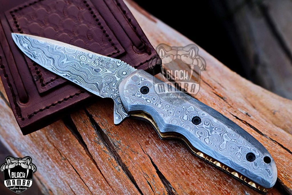 BMK-410 Komodo Dragon 7″ Long 3″Blade” 5oz Damascus Pocket Knife Handmade Damascus Pocket Folding Knife Black Mamba Hand Made Word Class Knives - Image 5