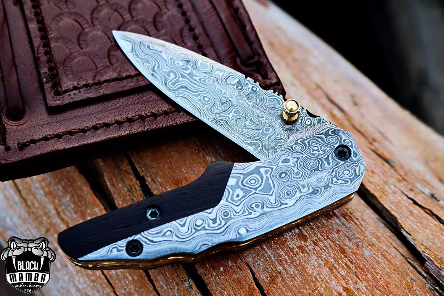 Hippopotamus - Damascus Folding Pocket Knife, 6.5″ Overall - view 8