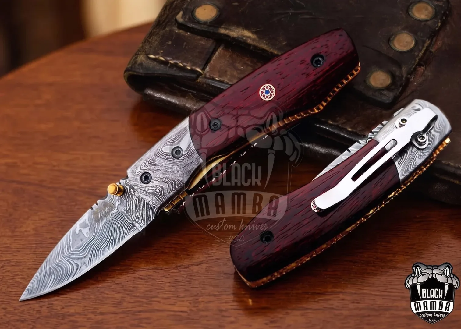 Taipan - Damascus Folding Pocket Knife, 7″ Overall