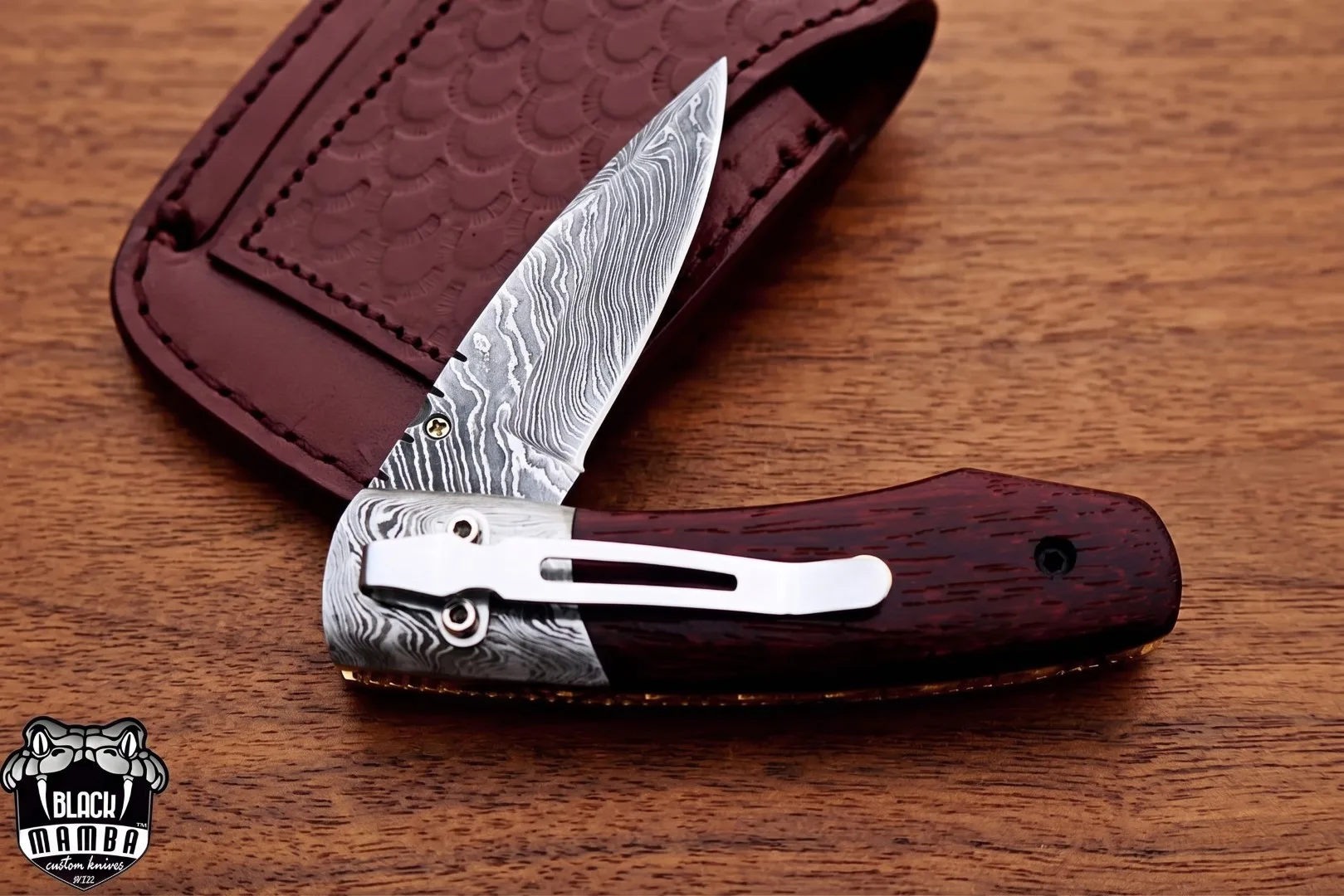Taipan - Damascus Folding Pocket Knife, 7″ Overall - view 3