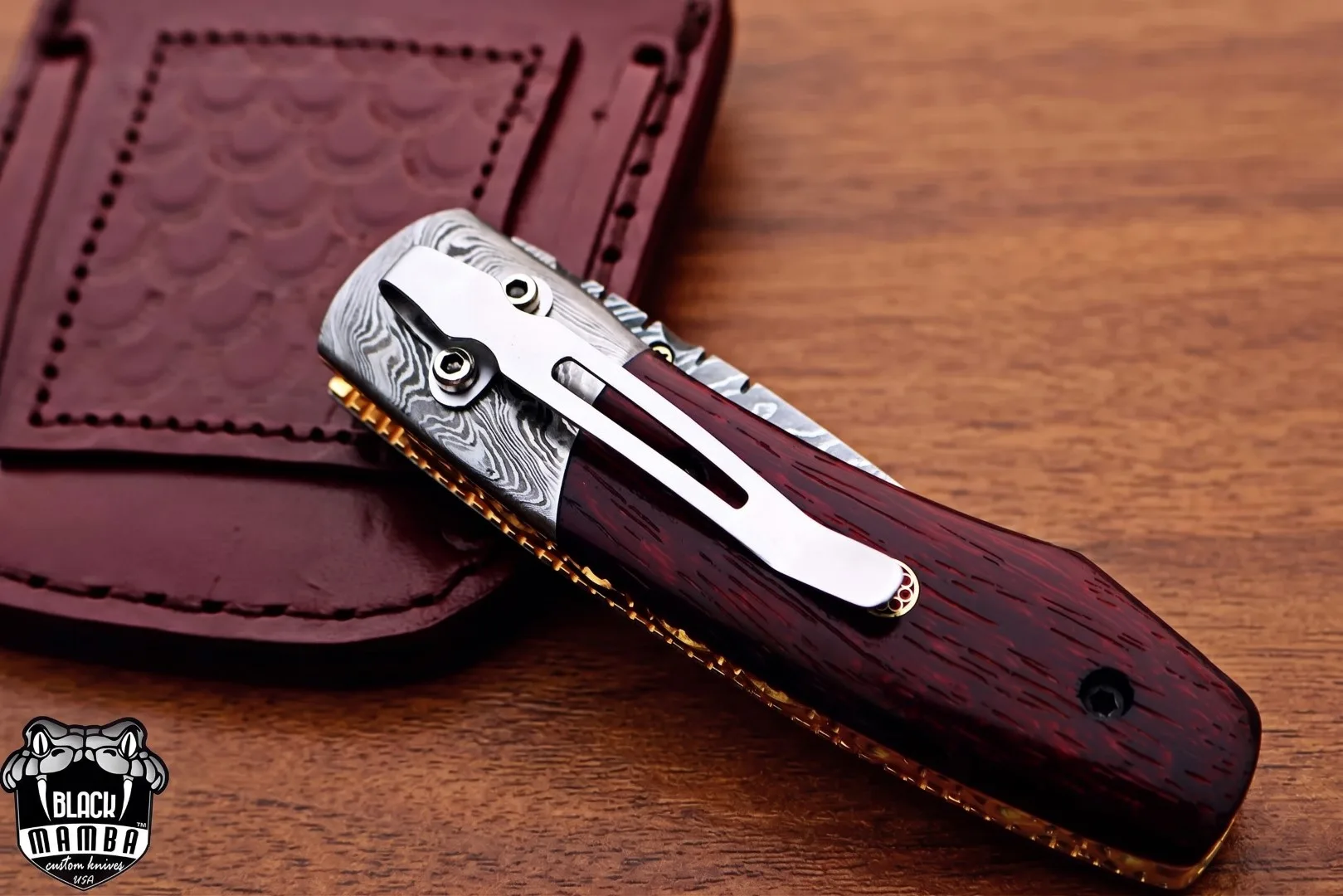 Taipan - Damascus Folding Pocket Knife, 7″ Overall - view 5