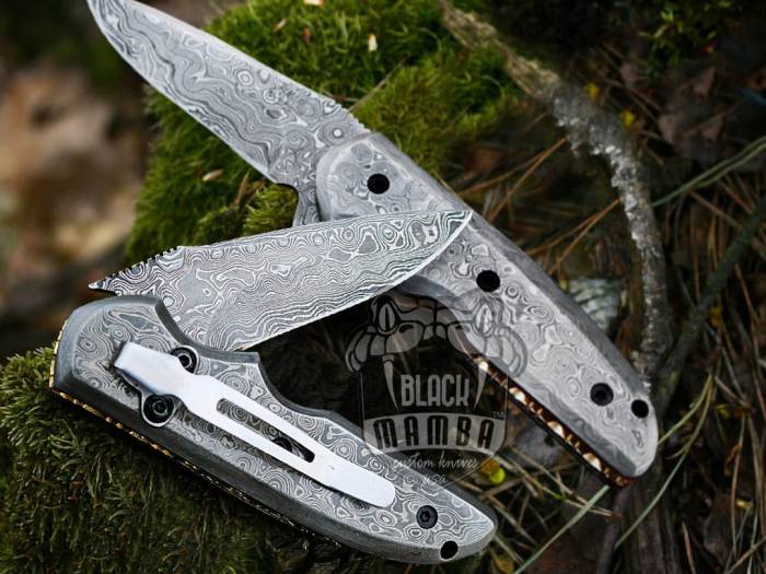 BMK-410 Komodo Dragon 7″ Long 3″Blade” 5oz Damascus Pocket Knife Handmade Damascus Pocket Folding Knife Black Mamba Hand Made Word Class Knives