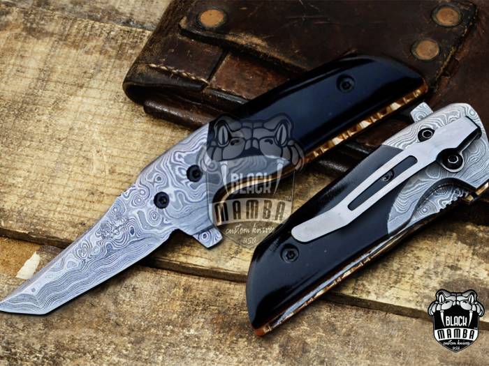 BMK-409 Dart Fog 6″ Long 2.5″Blade” 4.5oz Damascus Pocket Knife Handmade Damascus Pocket Folding Knife Black Mamba Hand Made World Class Knives USA Made