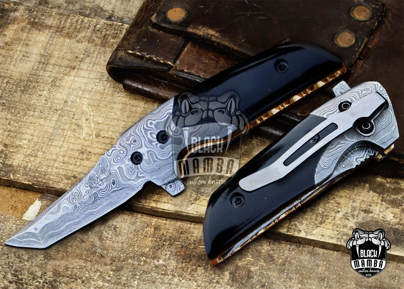 Dart Fog - Damascus Folding Pocket Knife, 6″ Overall