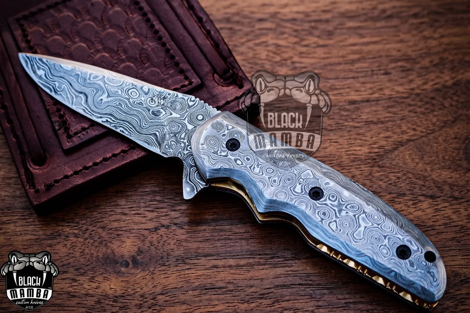 Komodo Dragon - Damascus Folding Pocket Knife, 7″ Overall - view 3