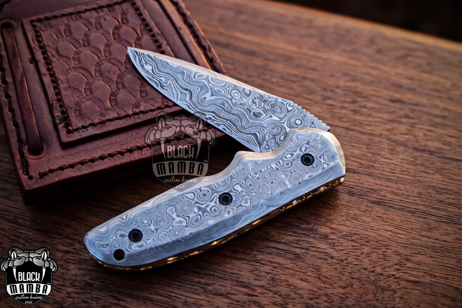 Komodo Dragon - Damascus Folding Pocket Knife, 7″ Overall - view 4