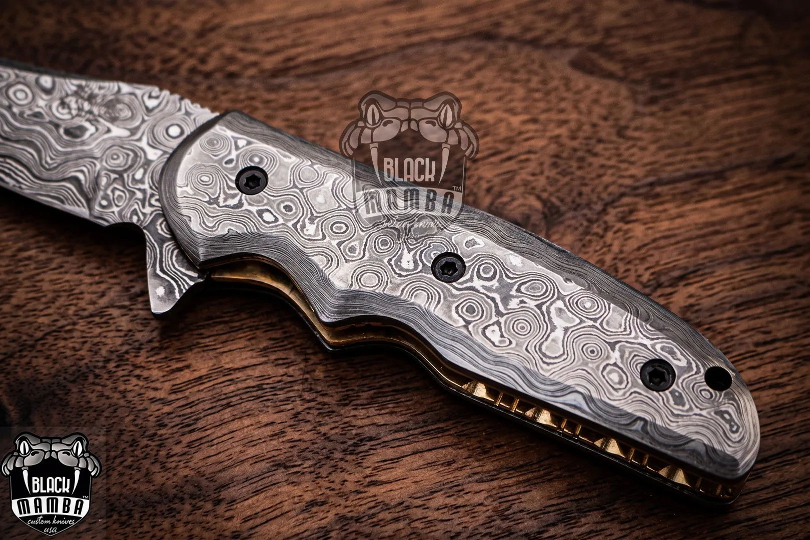 Komodo Dragon - Damascus Folding Pocket Knife, 7″ Overall - view 6