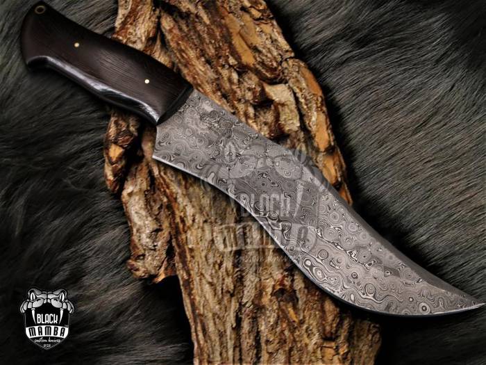 BMK-151 King Cobra Knife 13.5 Inches Long 8.3 Inches Blade 14.8 OunceDamascus Steel Fixed Blade Hunting Bowie Knife Handmade Damascus Steel Knife Black Mamba Hand Made World Class Knives USA Made