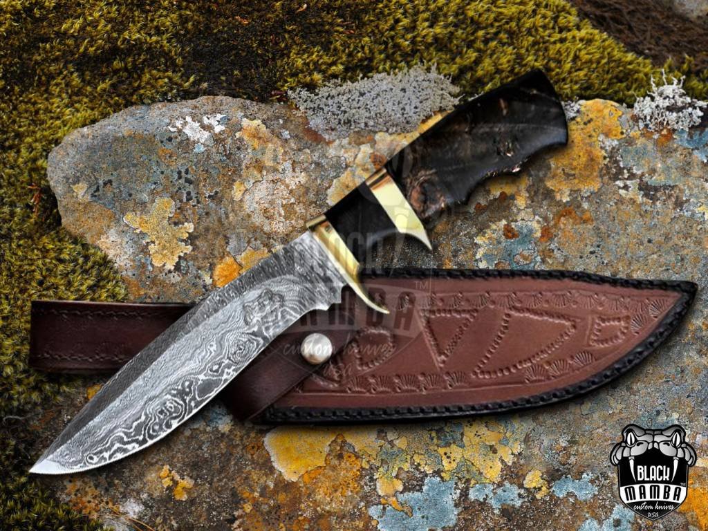 BMK-1003-LQ Copperhead Snake 13″ Long 8″Blade ” 12oz Damascus steel Hunting Bowie Handmade Knife with stabilized wood Black mamba Hand Made Word Class knives LIMITED LUXURY EDITION