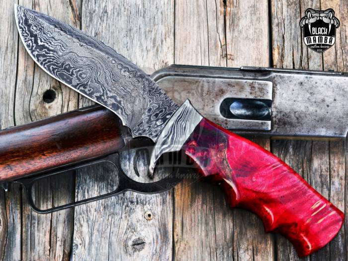 BMK-1004-LQ Redback 12″ Long 7″Blade ” 12oz Damascus steel Hunting Bowie Handmade Knife with stabilized wood Black mamba Hand Made Word Class knives LIMITED LUXURY EDITION