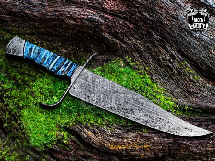 BMK-1006-LQ-MH Azure Dragon Knife 16 Long 10.5 Blade 25.3 Ounce Damascus Fixed Blade Hunitng knife Damascus Steel Bowie Knife 15000 Years Old Mammoth Handle USA Made