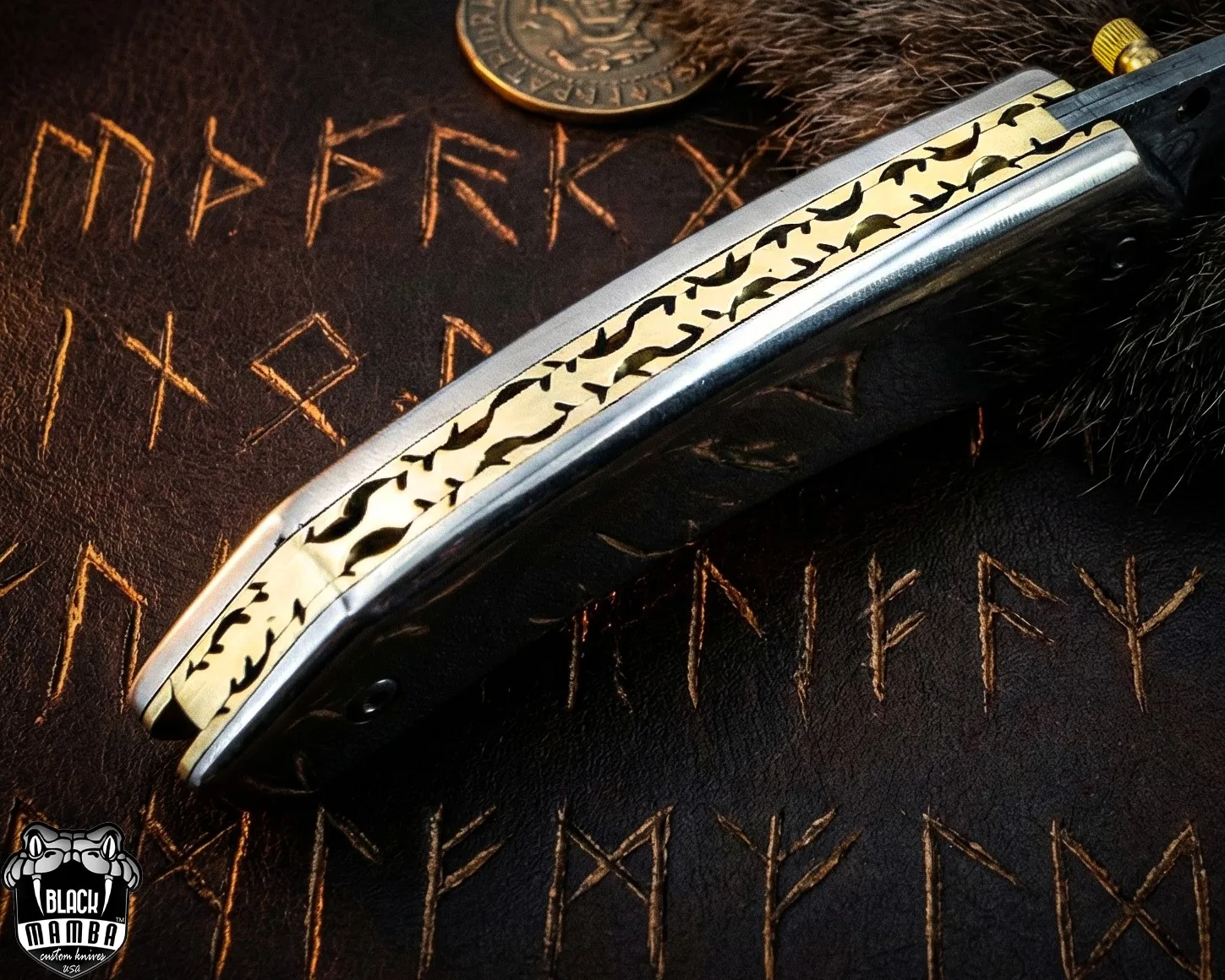 Saturn Titanium – Damascus Folding Pocket Knife, 7″ Overall - view 3