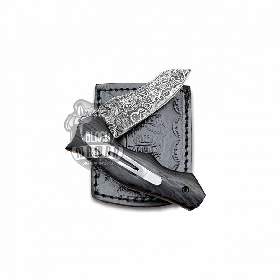 BLACK MAMBA KNIVES BMK-418 Eastern Racer Pocket Knife 7 in Long 3 in Blade 5 Ounce Damascus Pocket Knife Folding Knife with Wenge Wood Handle Hand Made World Class Knives USA Made - Image 5