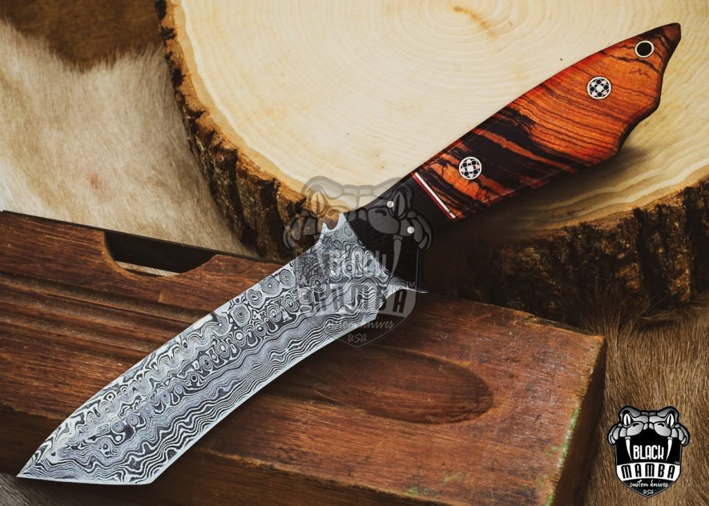 BMK-118 Aokigahara Damascus Tanto Knife 12 Inches Long 7 Inches Blade 12 Ounce Damascus Fixed Blade Hunting Knife Tanto Knife Damascus Hand Made Word Class Knives USA Made