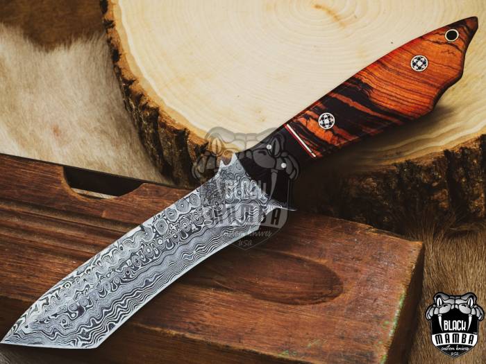 BMK-118 Aokigahara Damascus Tanto Knife 12 Inches Long 7 Inches Blade 12 Ounce Damascus Fixed Blade Hunting Knife Tanto Knife Damascus Hand Made Word Class Knives USA Made