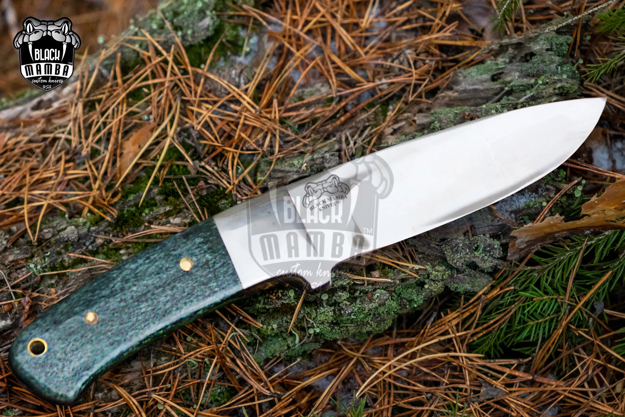 Green Fish Knife 9″ Long 4.5″ Blade 9oz 440c Stainless Steel Fixed Blade Hunting Bowie Skinner Handmade Knife Black Mamba Hand Made World Class Knives USA Made | BMK-144