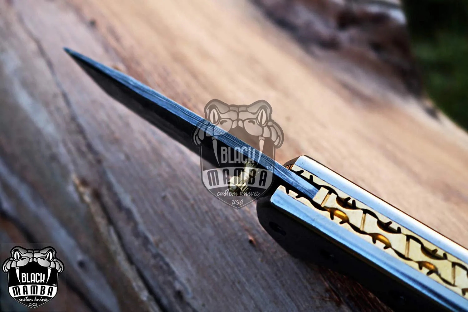 Bumble Bee Titanium – Damascus Folding Pocket Knife, 7″ Overall - view 3