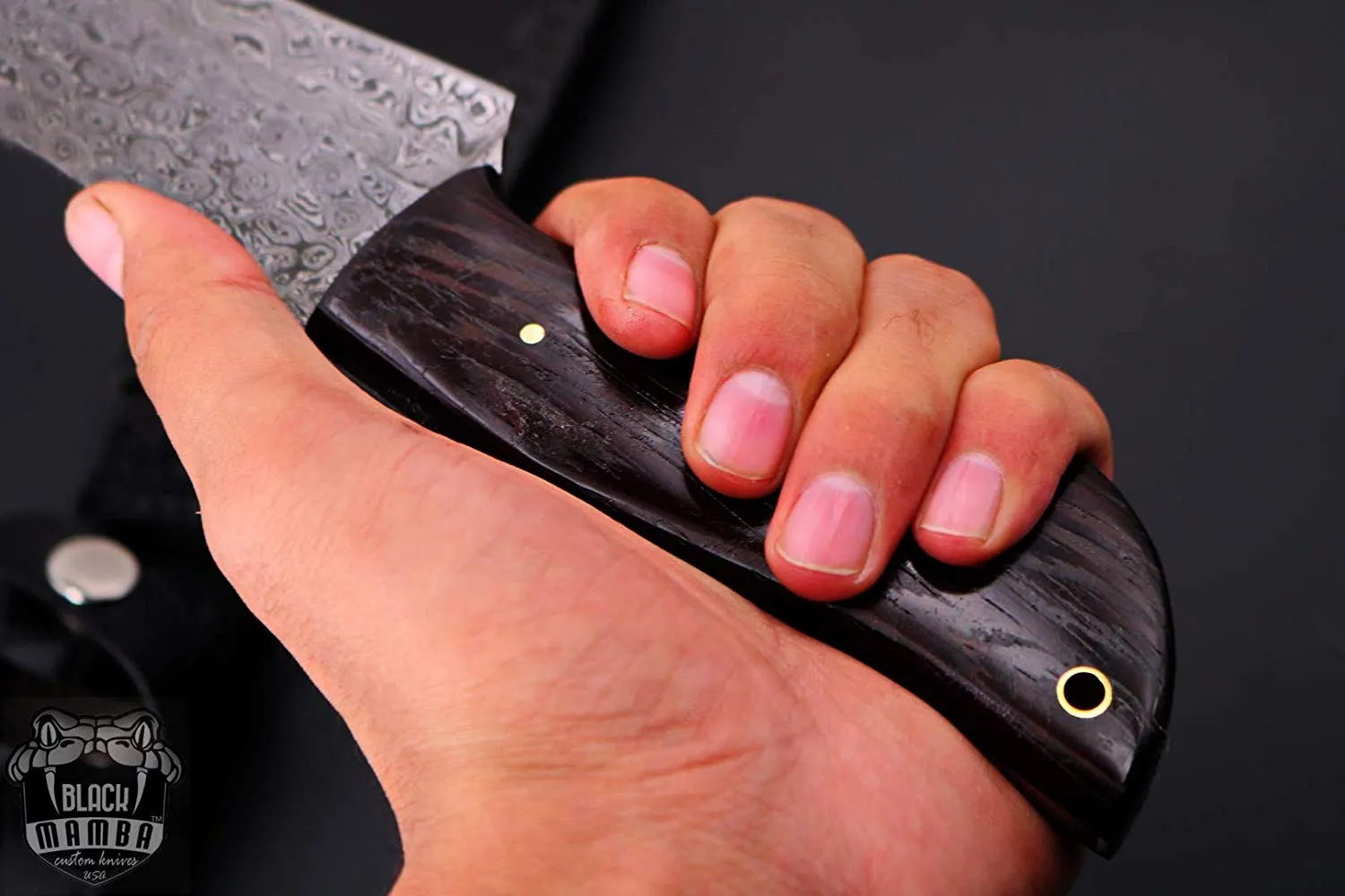 King Cobra Knife 13.5 Inches Long 8.3 Inches Blade 14.8 Ounce Damascus Steel Fixed Blade Hunting Bowie Knife Handmade Damascus Steel Knife Black Mamba Hand Made World Class Knives USA Made | BMK-151 - view 9