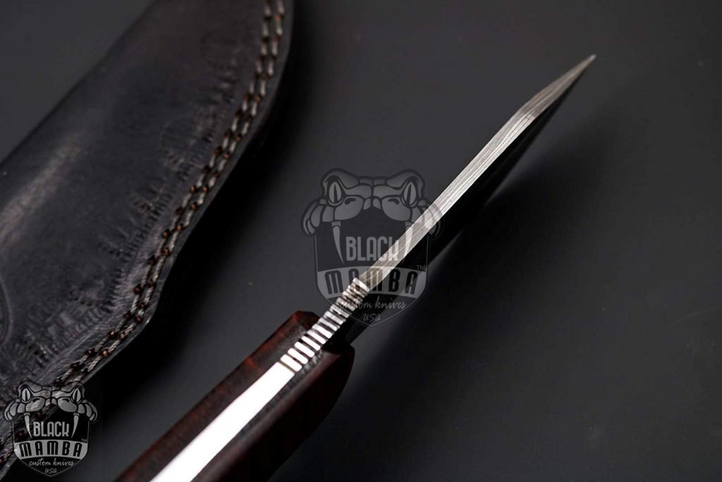 BMK-154 Wakizashi Knife 8.2 Inches Long 4 Inches Blade 7 Ounces Damascus Steel Fixed Blade Hunting Knife Damascus Skinner Knife Handmade Black Mamba Knives USA Made - Image 2