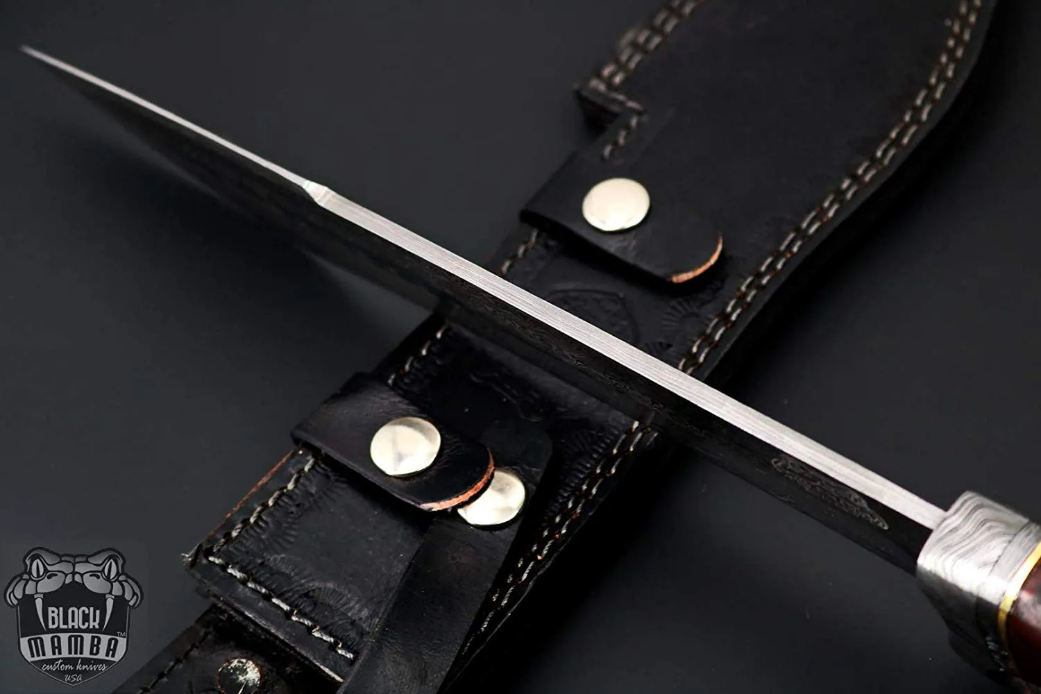 Sequoia - Damascus Bowie Knife, 15.5″ Overall, Wood Handle - view 3