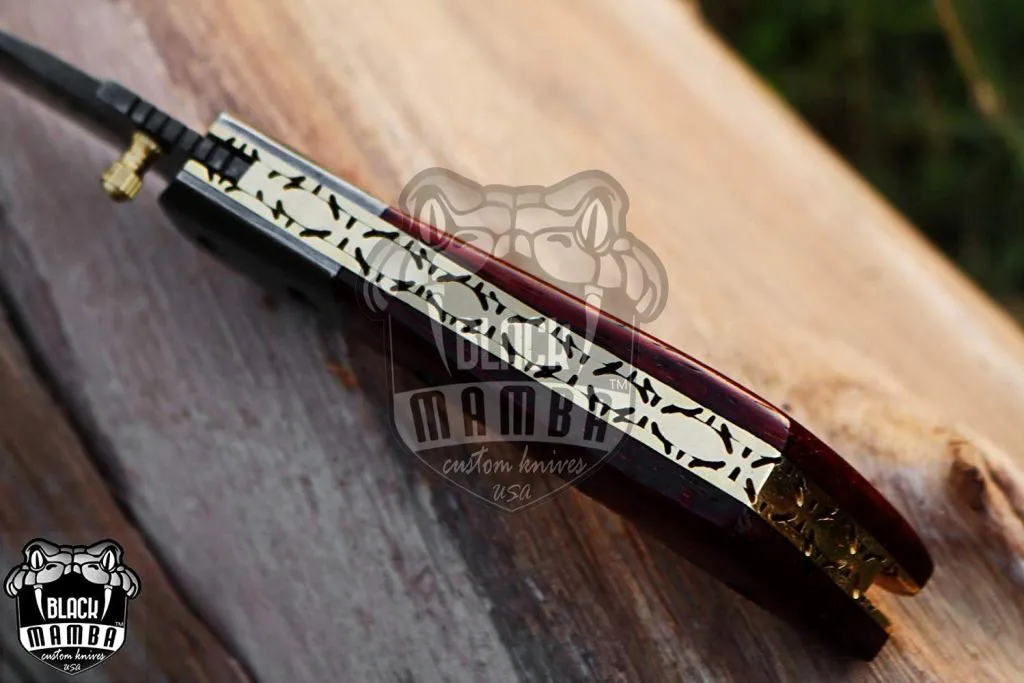 Garter Snake – Damascus Folding Pocket Knife, 7″ Overall - view 12