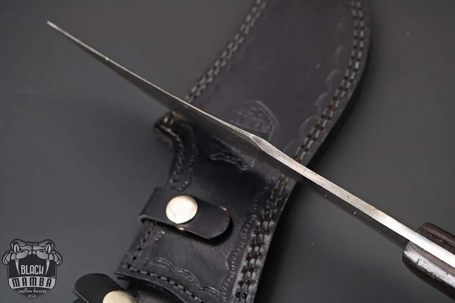 King Cobra Knife 13.5 Inches Long 8.3 Inches Blade 14.8 Ounce Damascus Steel Fixed Blade Hunting Bowie Knife Handmade Damascus Steel Knife Black Mamba Hand Made World Class Knives USA Made | BMK-151 - view 2