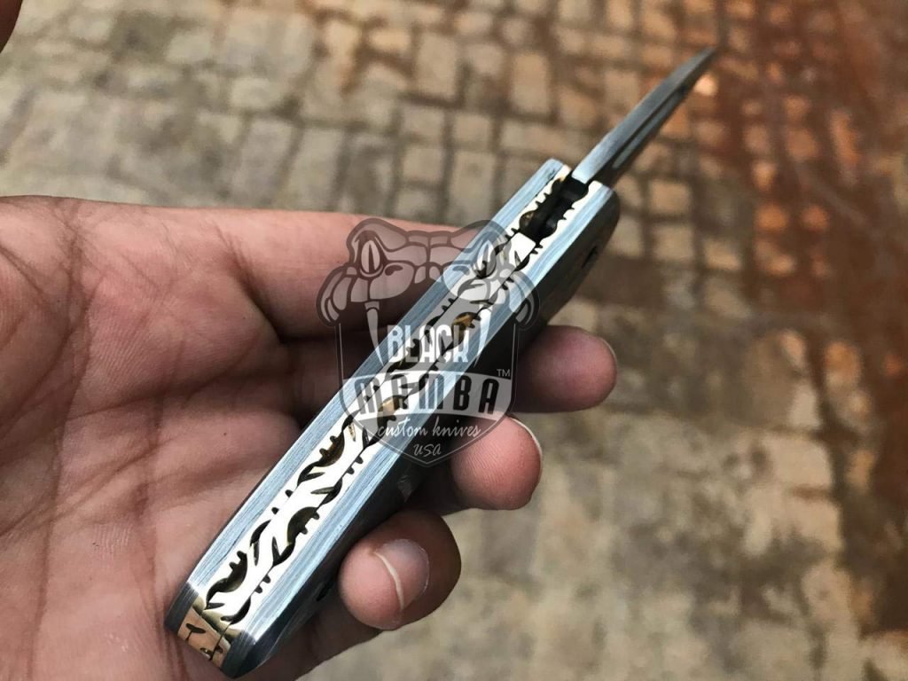 BMK-119 Megatron 3 Inches Blade Full Damascus Pocket Knife Handmade Damascus Hunting Knives - Image 9