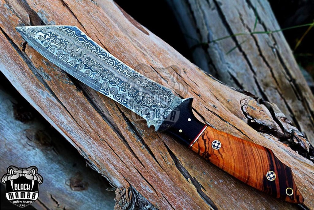BMK-118 Aokigahara Damascus Tanto Knife 12 Inches Long 7 Inches Blade 12 Ounce Damascus Fixed Blade Hunting Knife Tanto Knife Damascus Hand Made Word Class Knives USA Made - Image 2