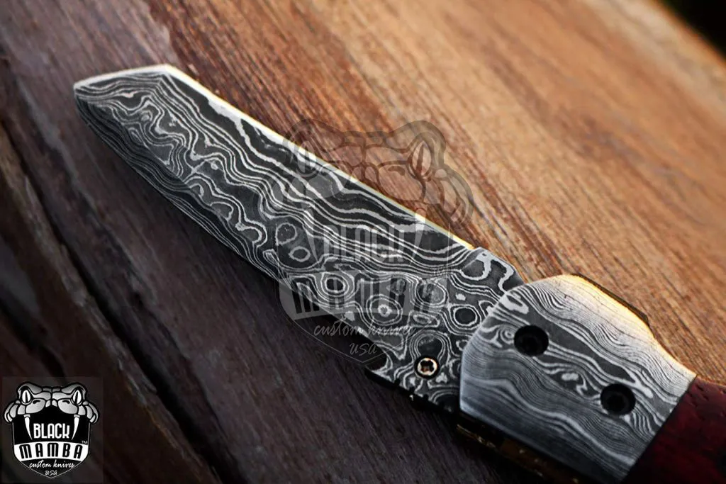 Garter Snake – Damascus Folding Pocket Knife, 7″ Overall - view 11