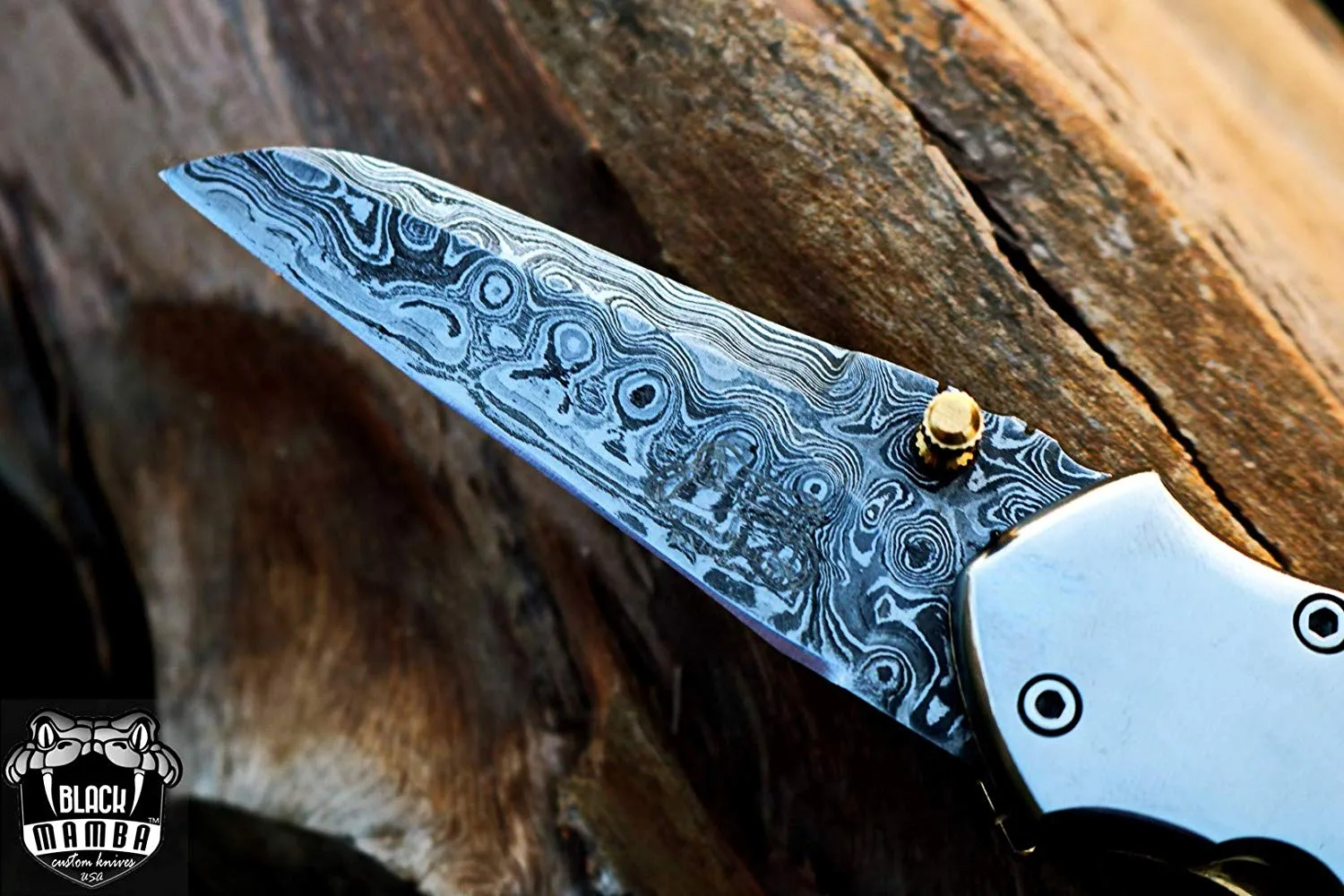 Atlas Titanium – Damascus Folding Pocket Knife, 7″ Overall - view 3