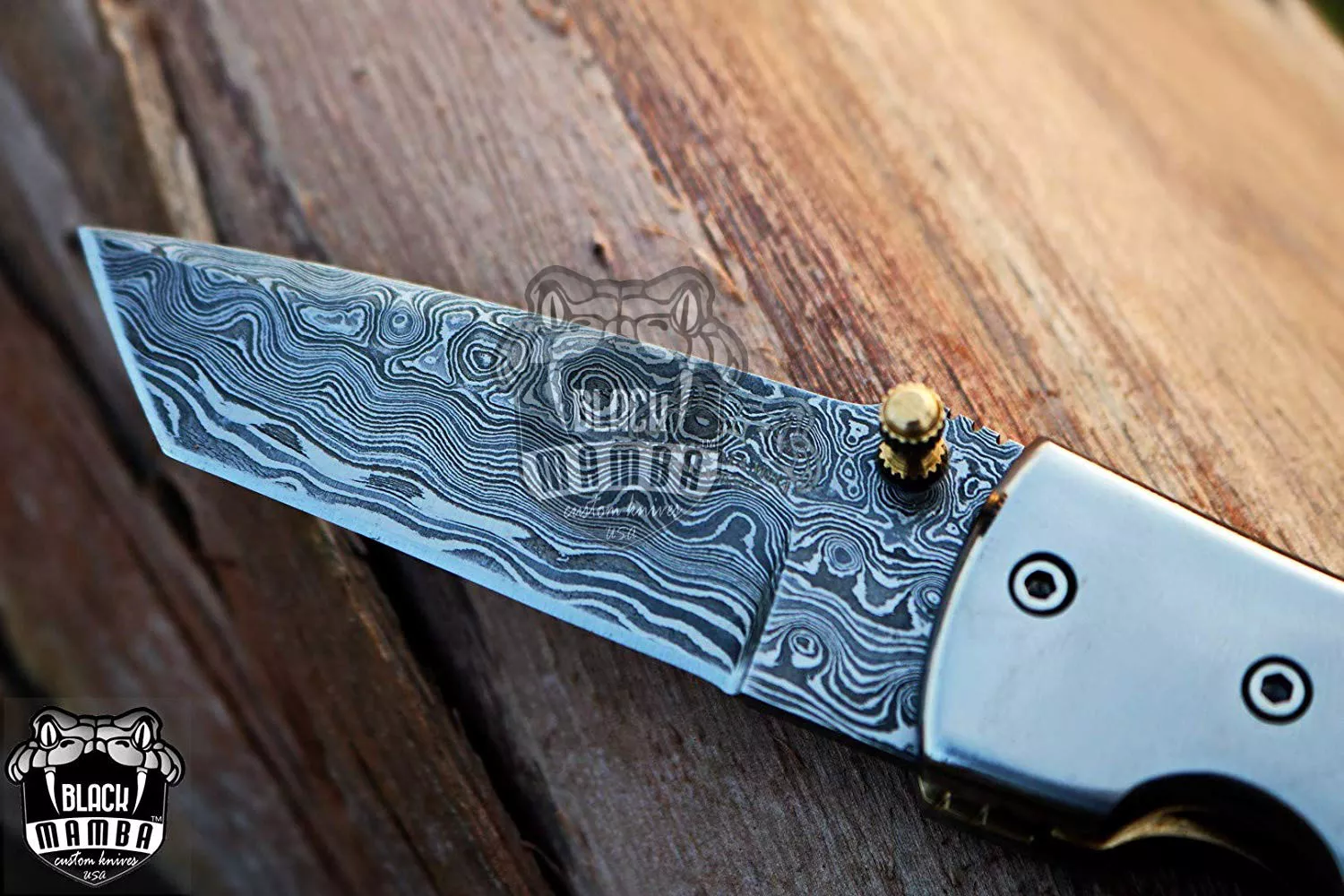 Altus Titanium – Damascus Folding Pocket Knife, 7″ Overall - view 3