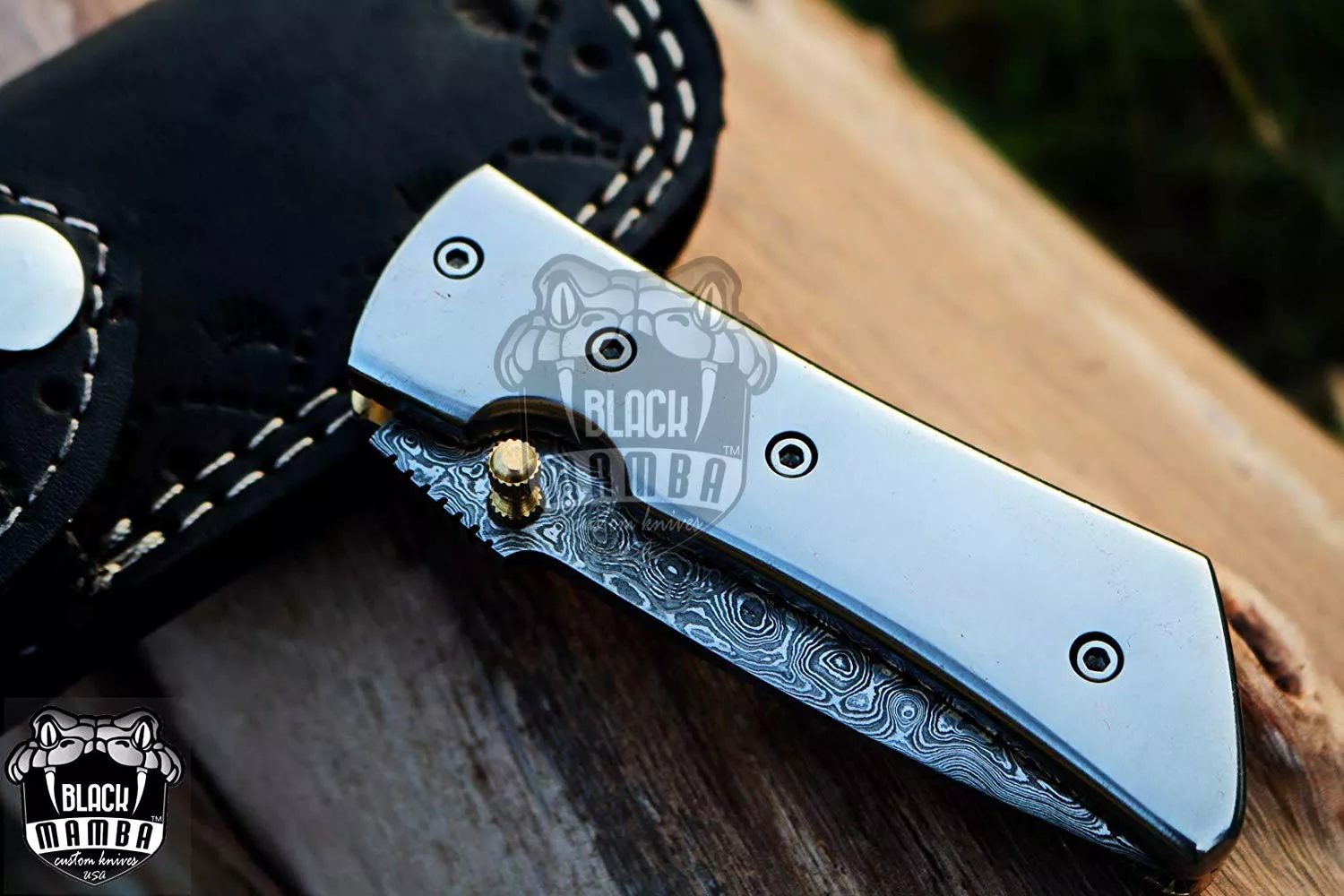 Altus Titanium – Damascus Folding Pocket Knife, 7″ Overall - view 5