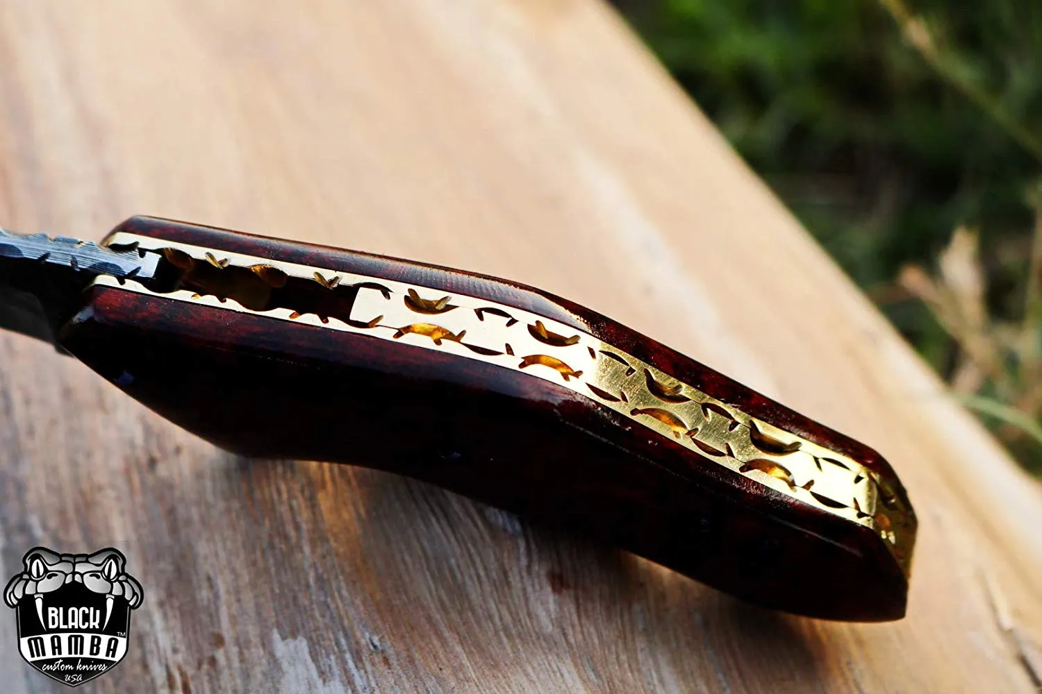 Black Swamp Pocket Knife 6.2 in Long 2.2 in Blade 3.8 Ounce Damascus Steel Pocket Knife Folding Knife with Snake Wood Handle Hand Made World Class Knives USA Made | BMK-419 - view 4