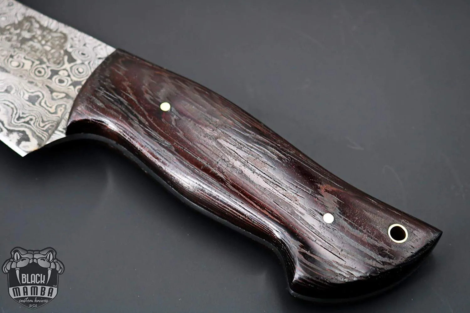 King Cobra Knife 13.5 Inches Long 8.3 Inches Blade 14.8 Ounce Damascus Steel Fixed Blade Hunting Bowie Knife Handmade Damascus Steel Knife Black Mamba Hand Made World Class Knives USA Made | BMK-151 - view 6