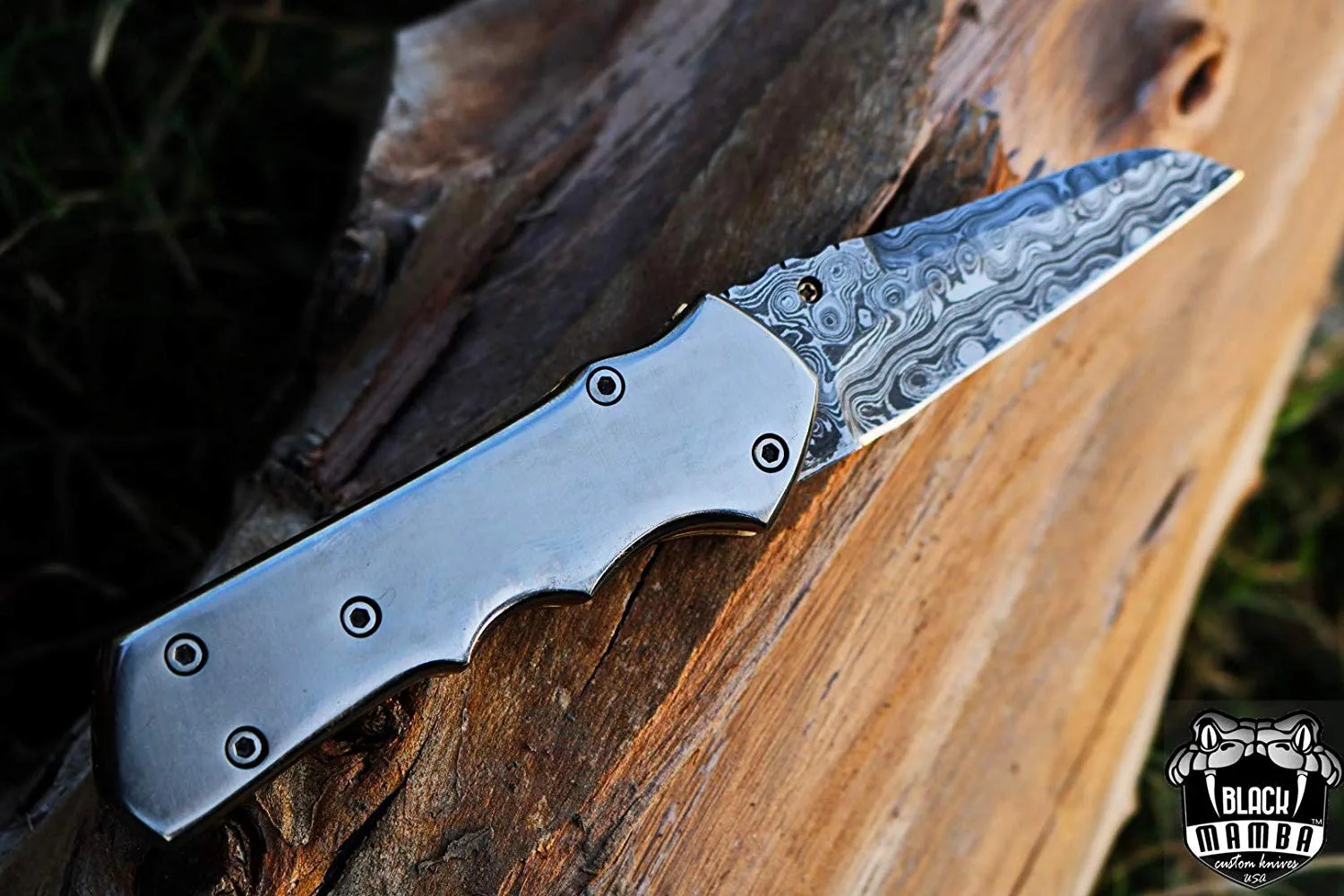 Atlas Titanium – Damascus Folding Pocket Knife, 7″ Overall - view 5